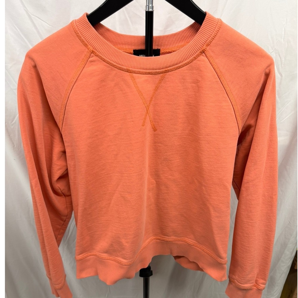 MONROW Georgia Peach Organic Cotton Raglan Sleeve Relaxed Crewneck Sweatshirt M‎ - Picture 2 of 7